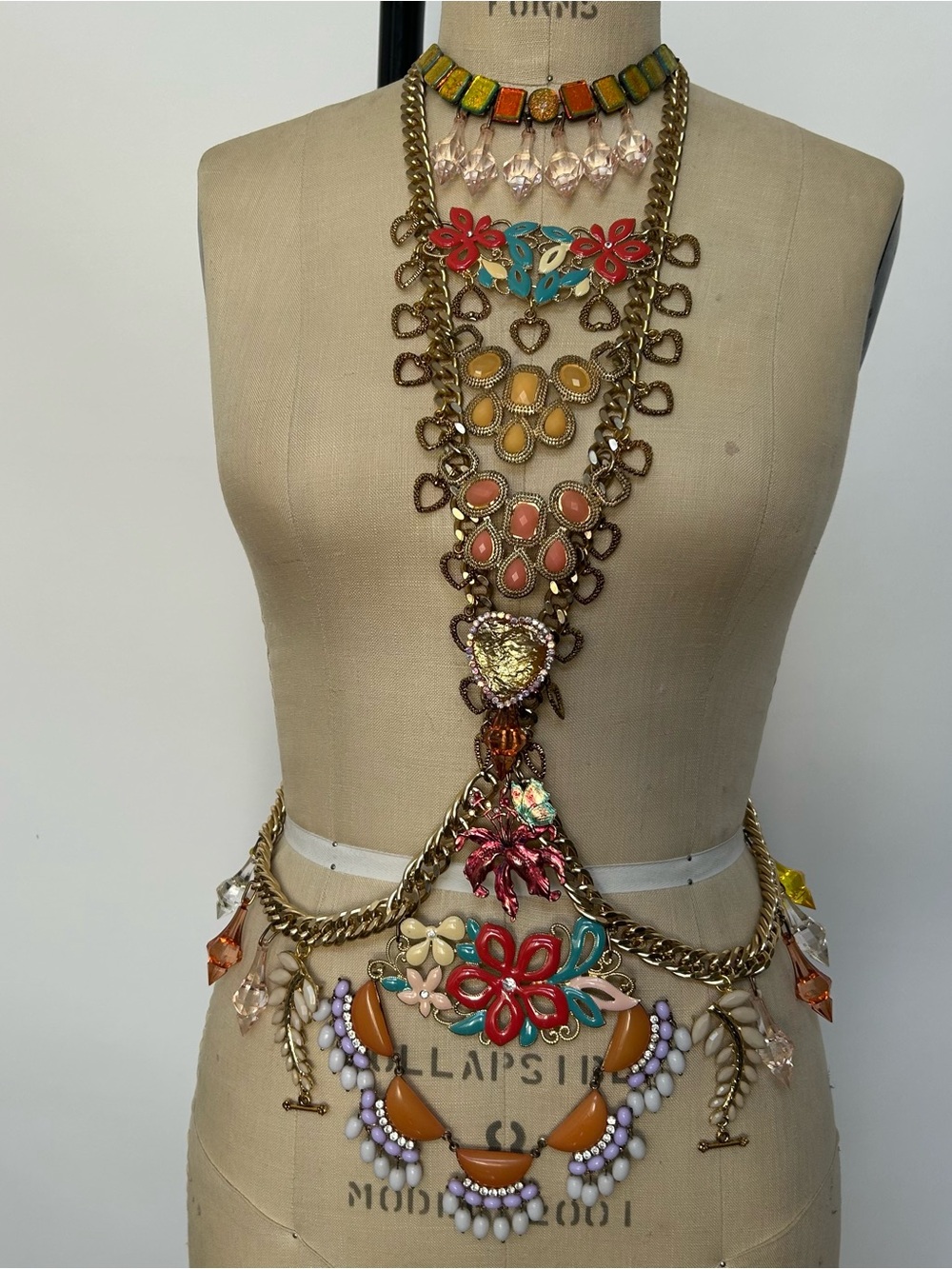 Colorful Floral Statement Body Chain Necklace